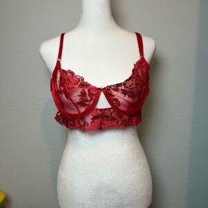Red Lace Underwire Bra
